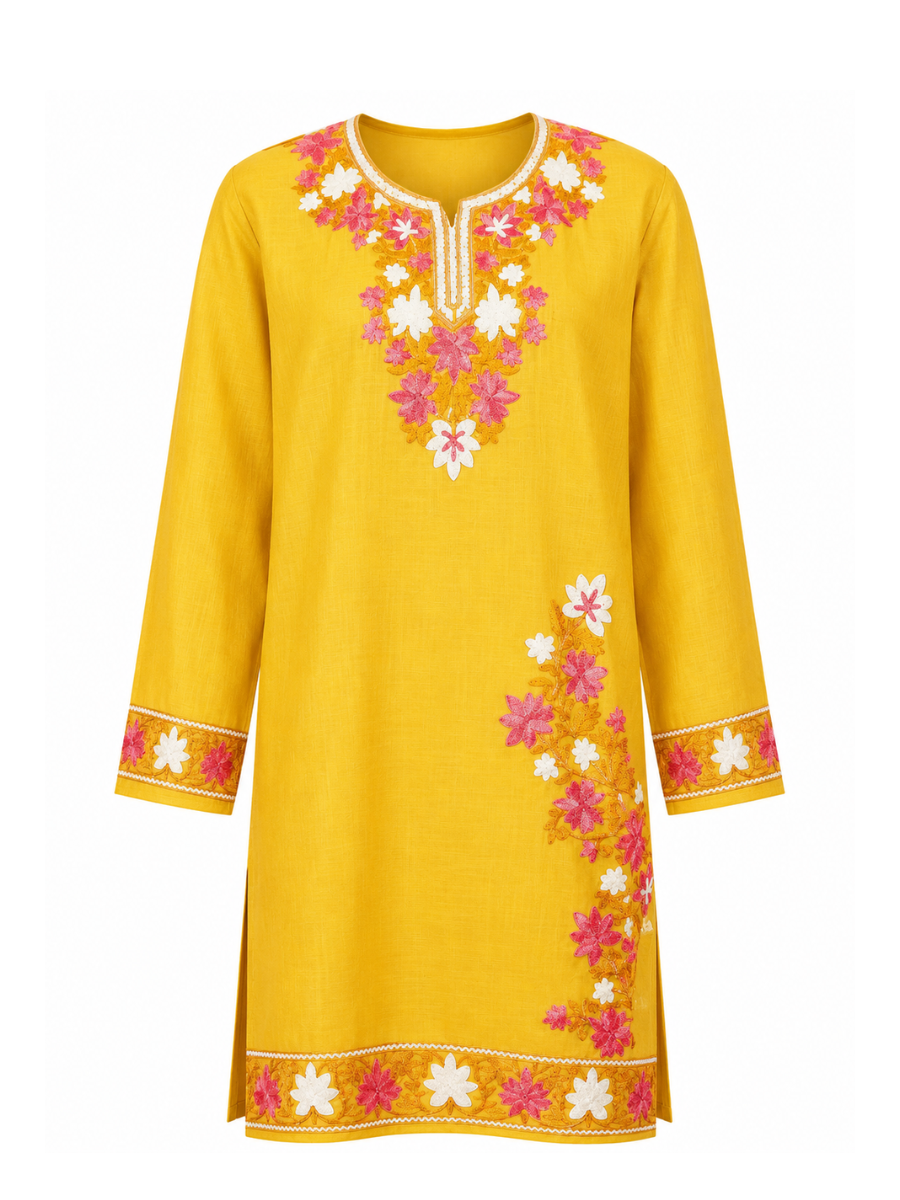 Noor : Aari embroidery summer Co-Ord Set | Gold